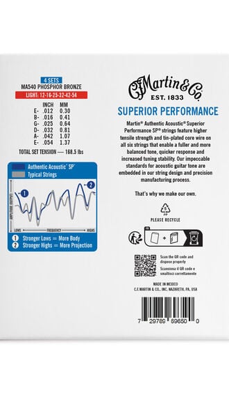 Authentic Acoustic SP® Guitar Strings Phosphor Bronze 4 Pack